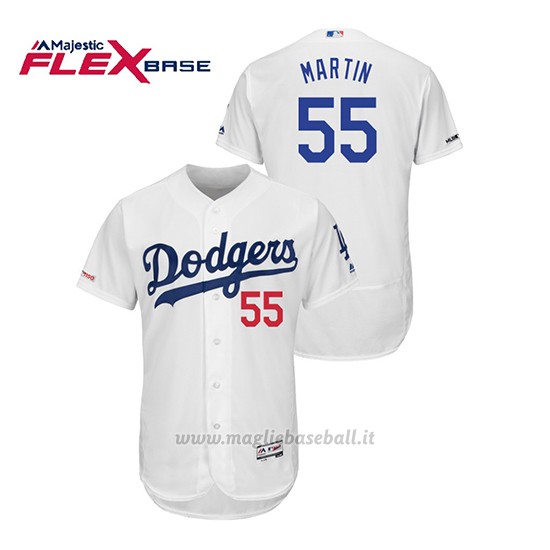 Maglia Baseball Uomo Los Angeles Dodgers Russell Martin 150th Aniversario Patch Flex Base Bianco